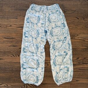 Lotus and Luna Blue Patterned Harem Pants - Size S/M